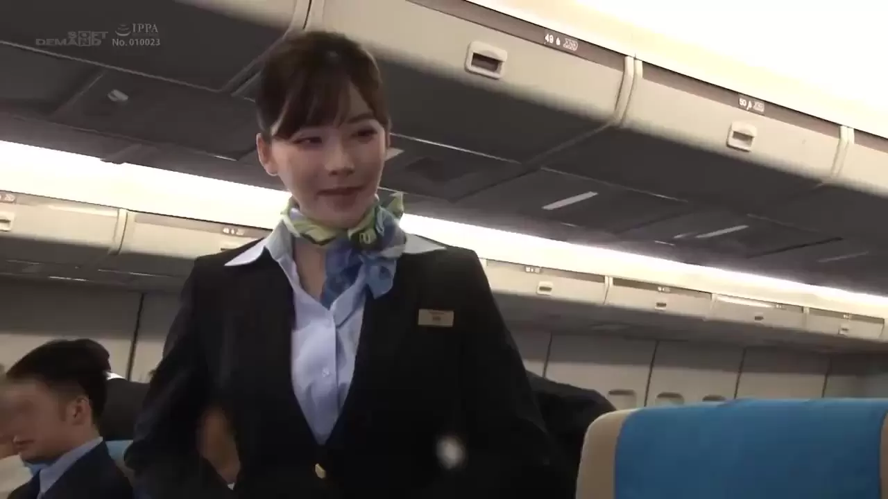 Japanese Attendant - Stunning hot Japanese stewardess Eimi Fukada is having orgy fuck in plane